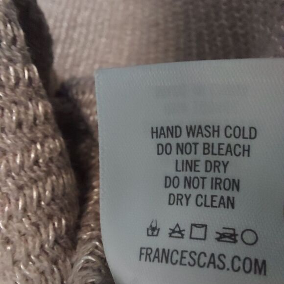 Francesca's Knit Poncho Fringe Pullover Sweater Tan Beige Shawl One Size - Picture 6 of 9